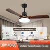 45W Full Spect Household Intelligent Variable Frequency Living Room Electric Fan Light Solid Wood Retro Restaurant Fan Light