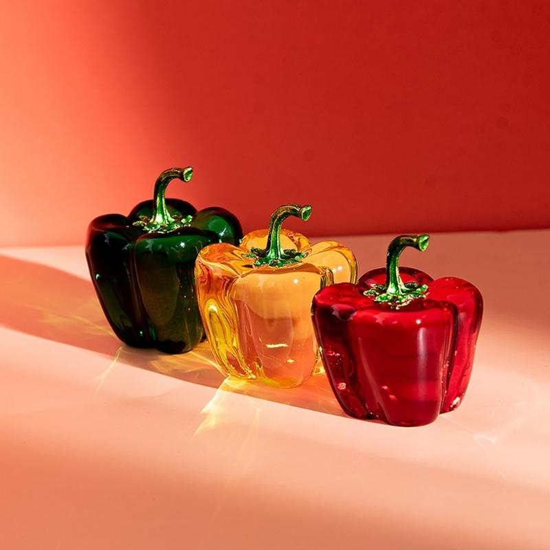Artistic Glass Peppers Replicas Home Decoration Kitchens Table Centerpieces Shatterproof Design 45mm Size