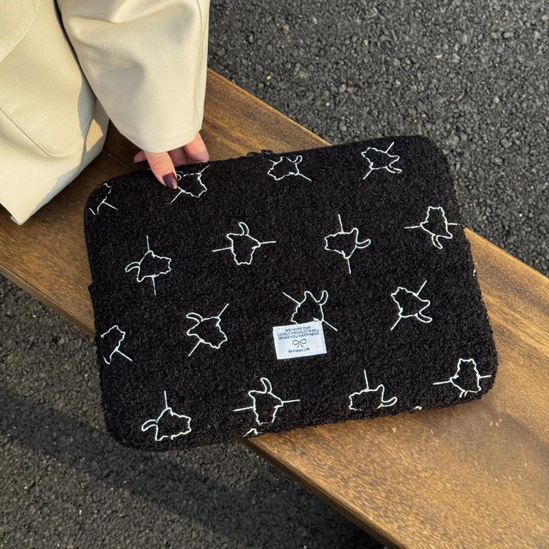 Plush Laptop Sleeve Case 13/14 Inch Notebook Bag For Macbook Air Pro Lenovo Hp 11 Inch Tablet Pouch For Ipad Portable Bag
