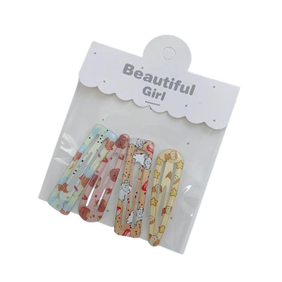 

4Pcs Girl Hairpins Colorful Fruit Plaid Printing Strong Grip Bang Hair Pins Sweet Style BB Hair Clips Hair Accessories F