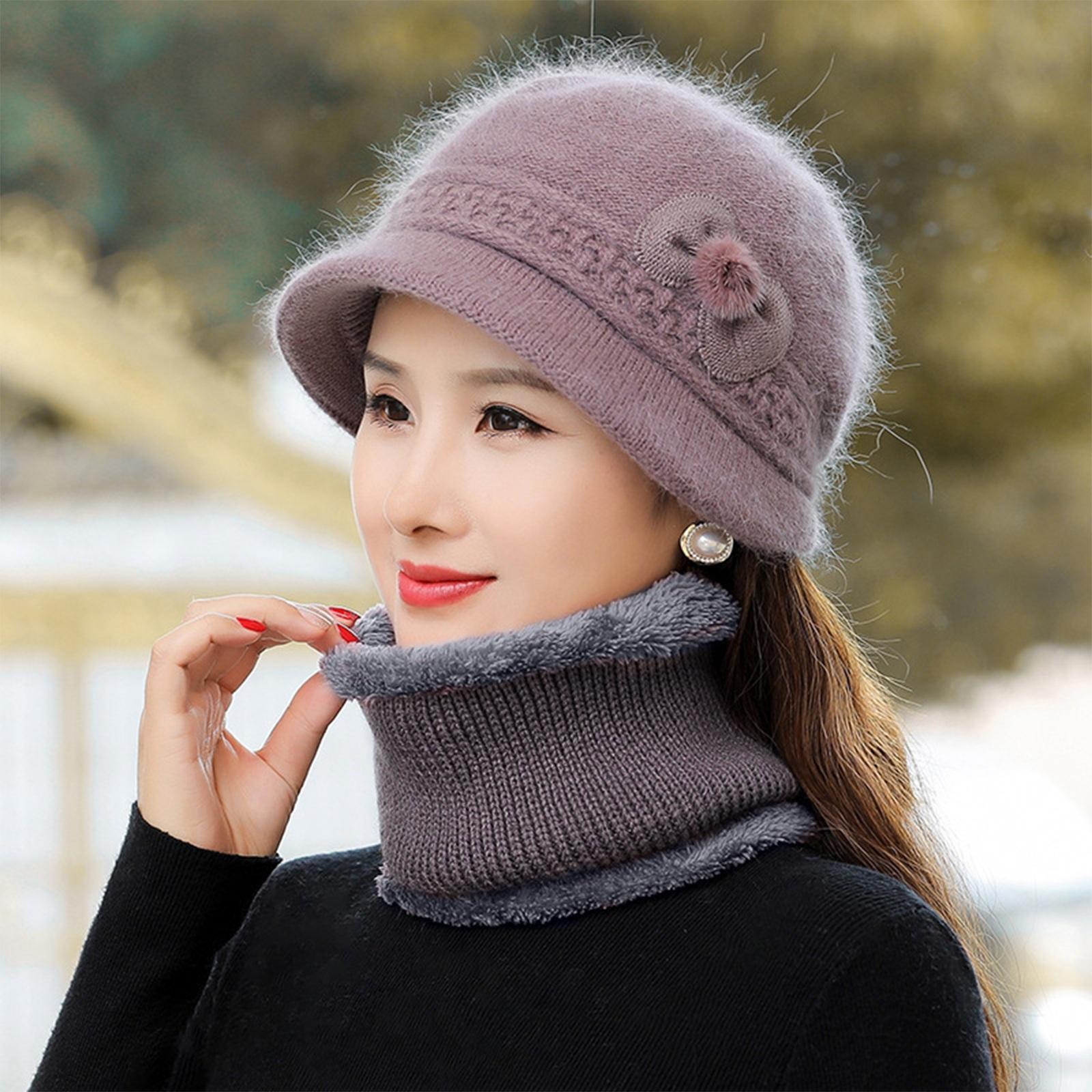 

Winter Women s Warm Hat, Knitted Scarf, Woolen Hat One Size