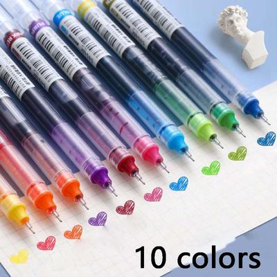 Color Quick-drying Straight Liquid Full Needle Pen, Simple Large Capacity Neutral Pen, Suitable for Drawing, Note-taking, Ledger