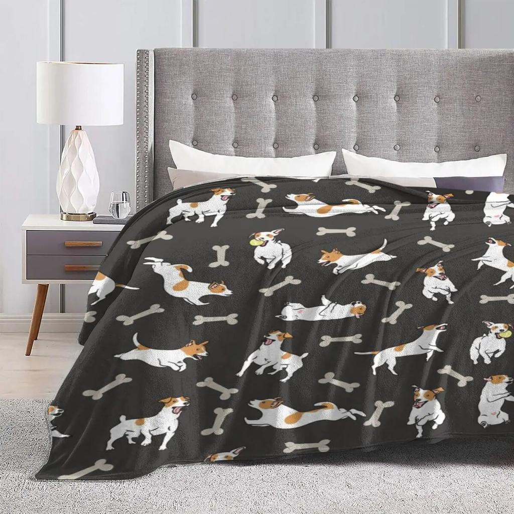 Flanelldecke mit Jack-Russell-Terrier-Hund, niedliches Tier, warme, weiche Überwurfdecke für Couch, Bett, Reisedruck, Tagesdecke, Sofabettbezug