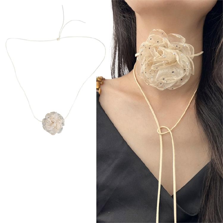 3D Rose Pendant Necklace Versatile Floral Clavicle Chain Simulated Flower Choker