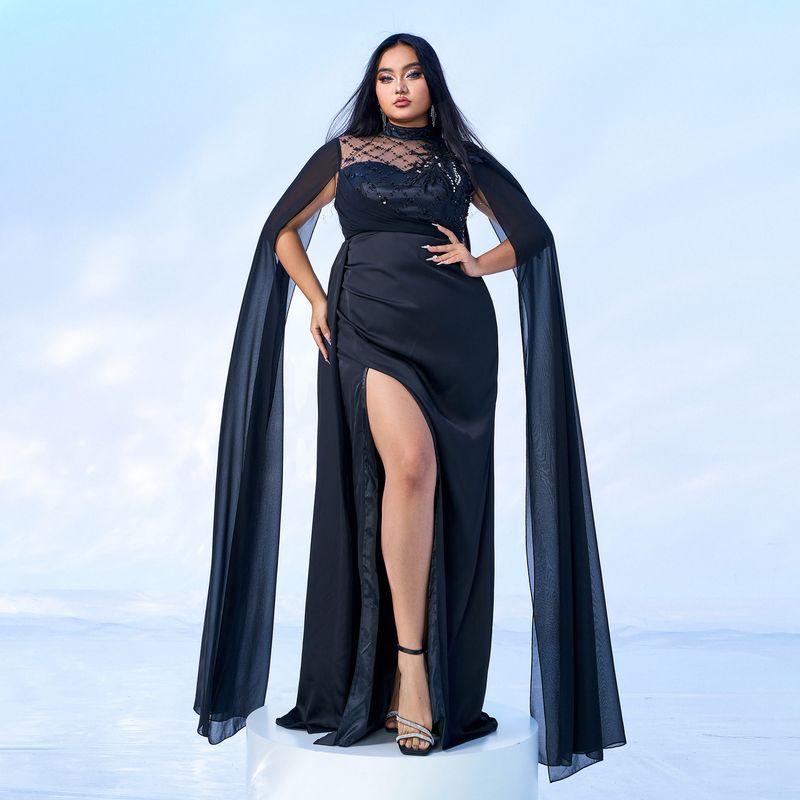 

European and American Plus-Size Party Sequin Evening Dresses for Women Plus Size Dresses Women 4XL 3XL Black 0 XL