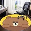 1pc BROWN Bear Line Office Round Area Rug, Under Office Chairs Bedroom Living Room Home Decor, Room Decoa1022101