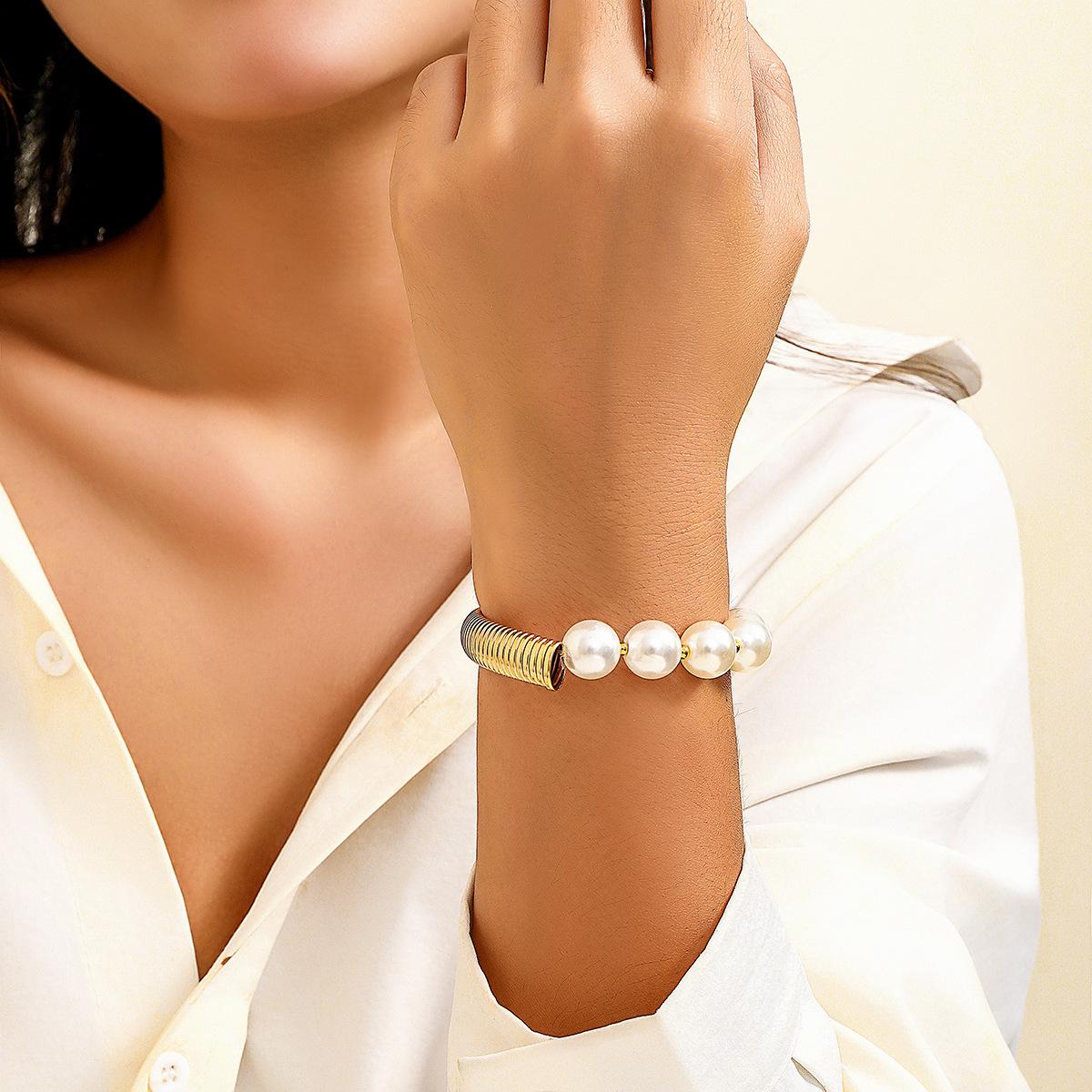 

Сладкое и крутое колье-чокер в стиле панк из змеиной кости для женщин, универсальное ожерелье с имитацией жемчуга Iron