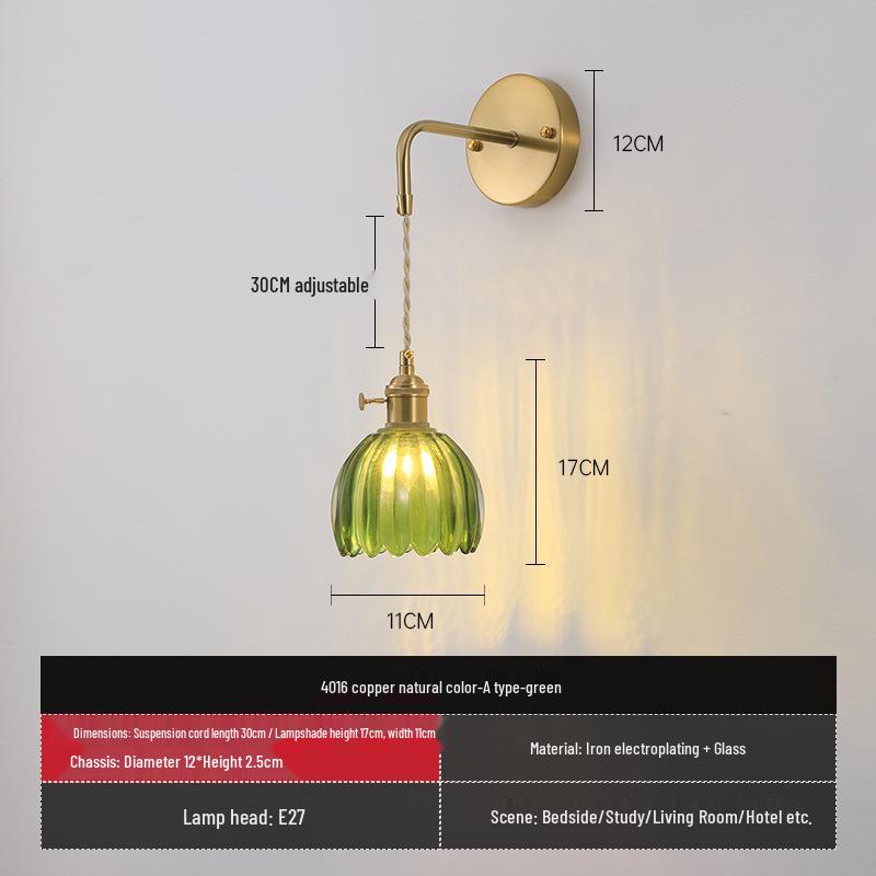Creative Green Pumpkin Glass Wall Lamp - Wireless Charging for Living and Dining Rooms