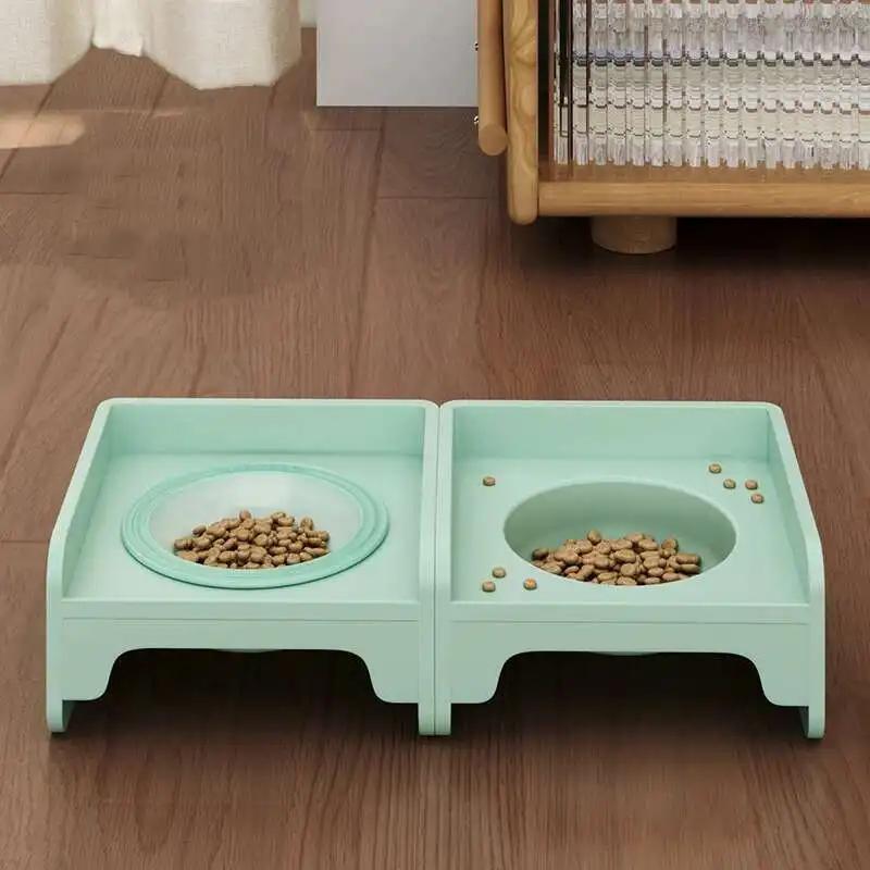 High Quality Pet Cube Cat Bowl Rack Dining Table Can Be Spliced Dog Ceramic Pet Bowl Water Food Leak Proof Neck Guard
