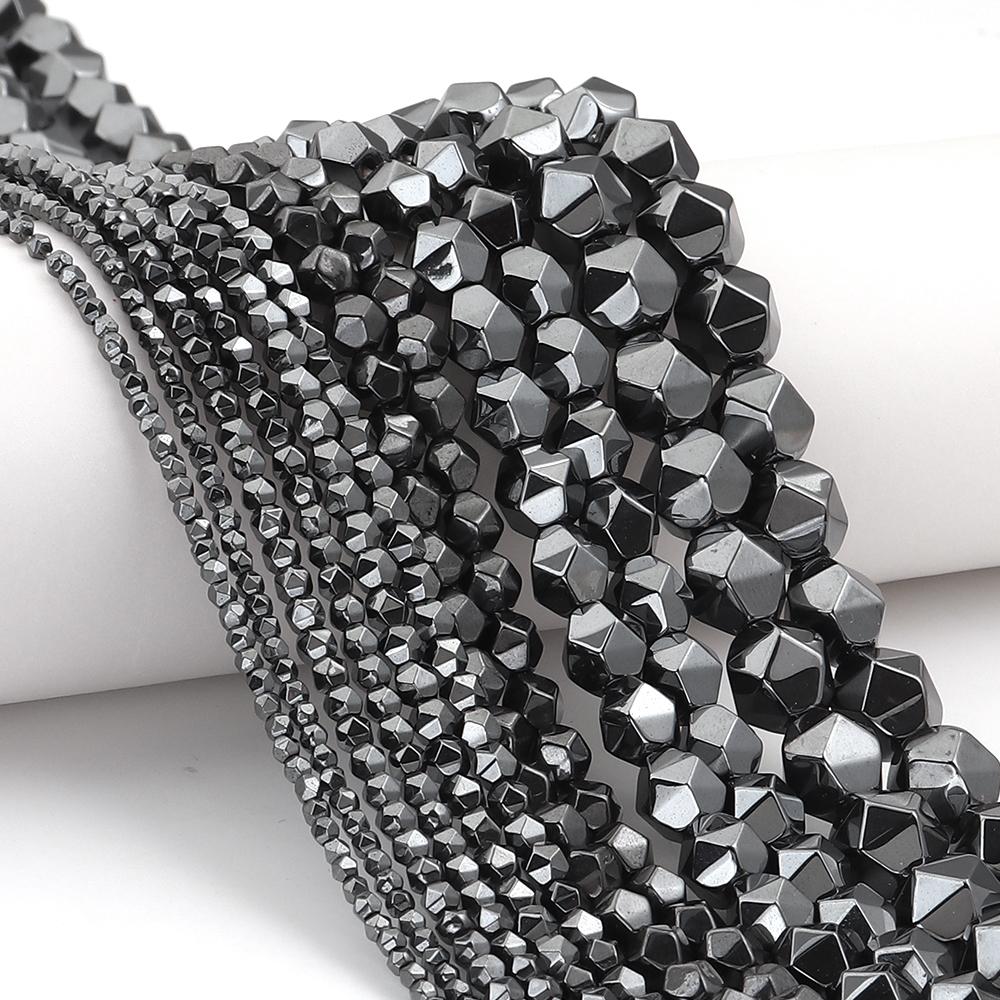 2-10mm Natural Hematite Stone Beads Black Faceted Loose Spacer Beads For Jewelry Making DIY Crafts Bracelet Necklace Accessories