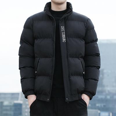 Cotton-padded Men's Winter New Youth Fashion Printed Casual Cotton-padded Warm Stand-up Jacket