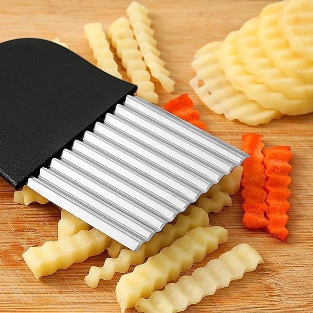 Stainless Steel Potato Chip Slicer Thickened Crinkle Cutter Kitchen Gadget Wavy Chopper Kitchen