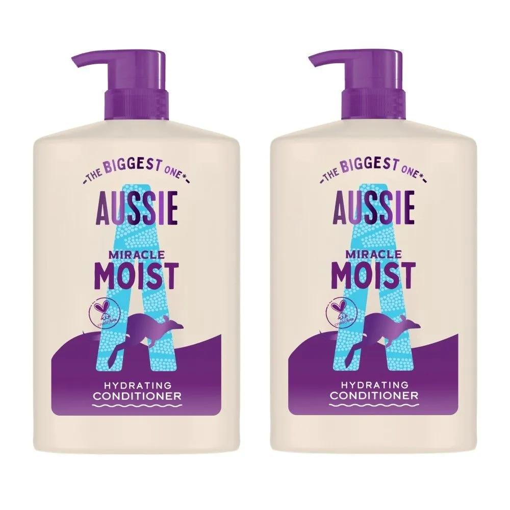Aussie Miracle Moist Conditioner for Dry and Damaged Hair 1L x 2 bottles