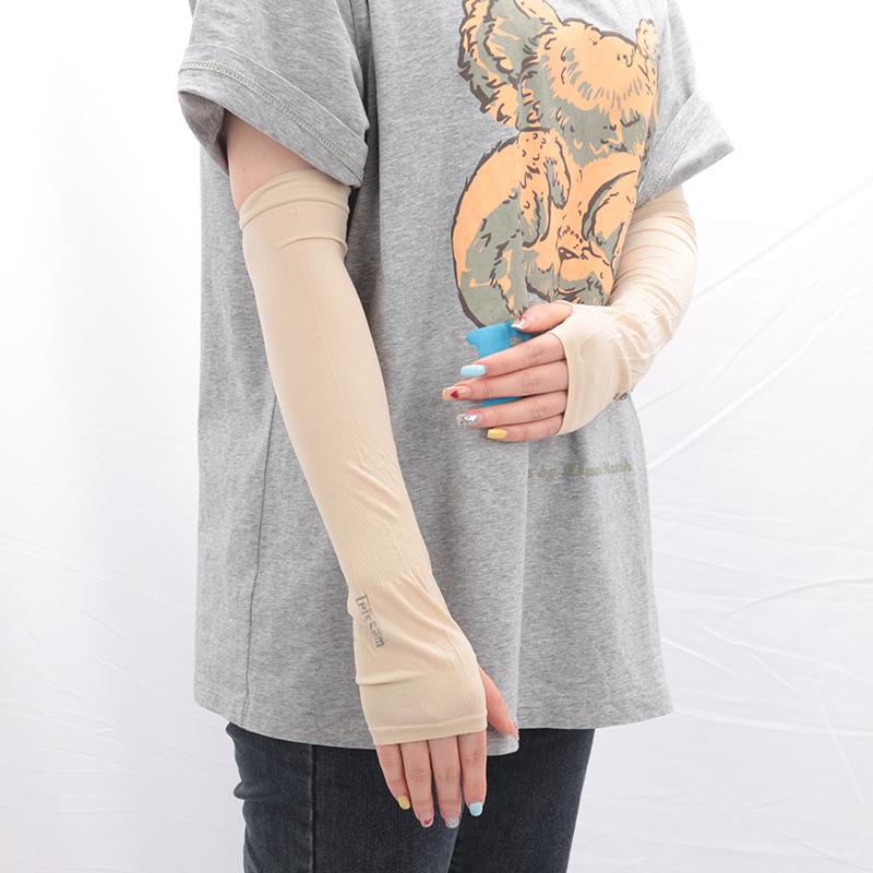 

New Ice Silk Sleeve Sunscreen Cuff Arm Sleeves Uv Sun Protect Anti-Slip Summer Men Women Black White Gloves Outdoor Riding Glove бежевый