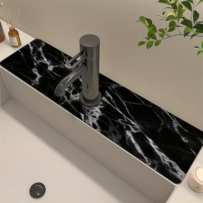 1 Stück Schnelltrocknende Marmor-Trockenmatte, Sehr gut geeignet für Heimdekoration und Badezimmer, Saugfähige Armaturenmatte, Spritzschutz für Badezimmerarmaturen