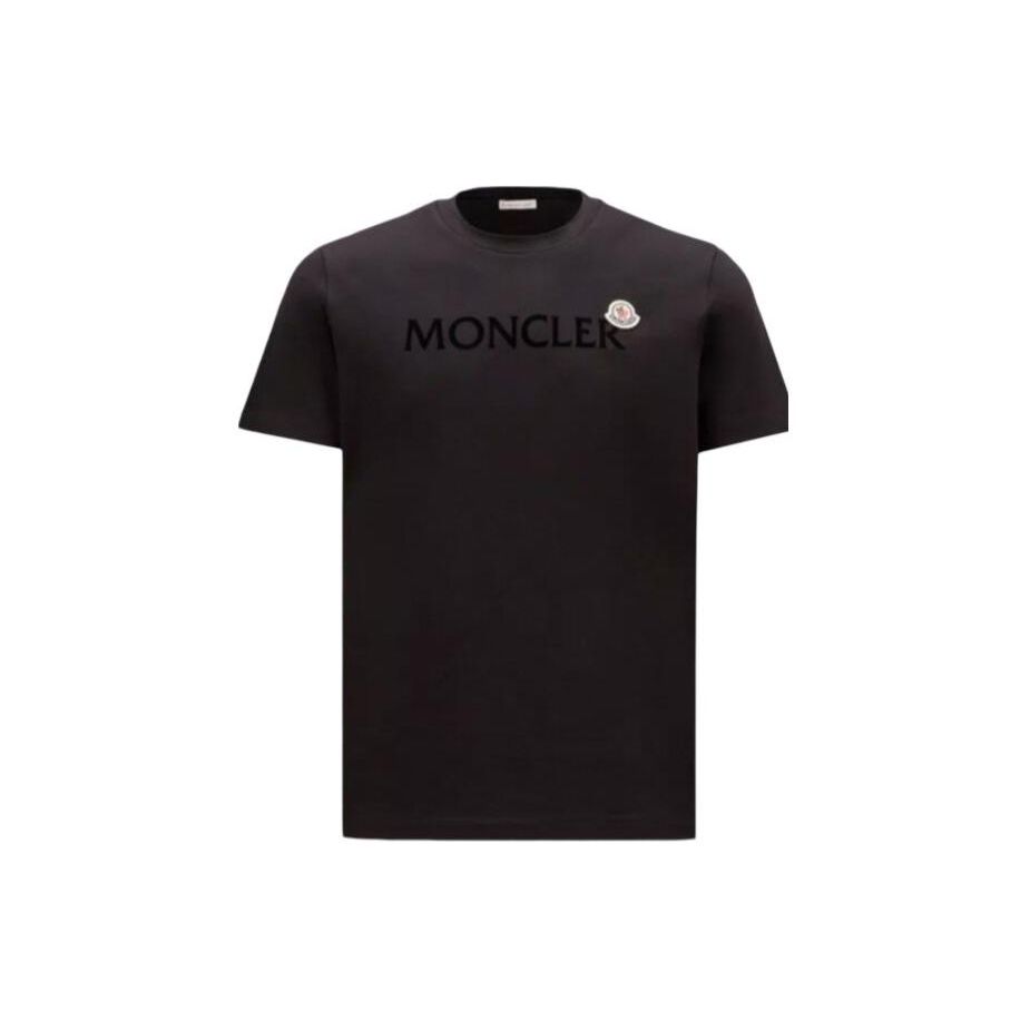 Moncler SS22 Effen Kleur Ronde Hals Pullover Korte Mouw T-shirt Heren Tops Zwart H2-091-8C00025-8390T-999 S