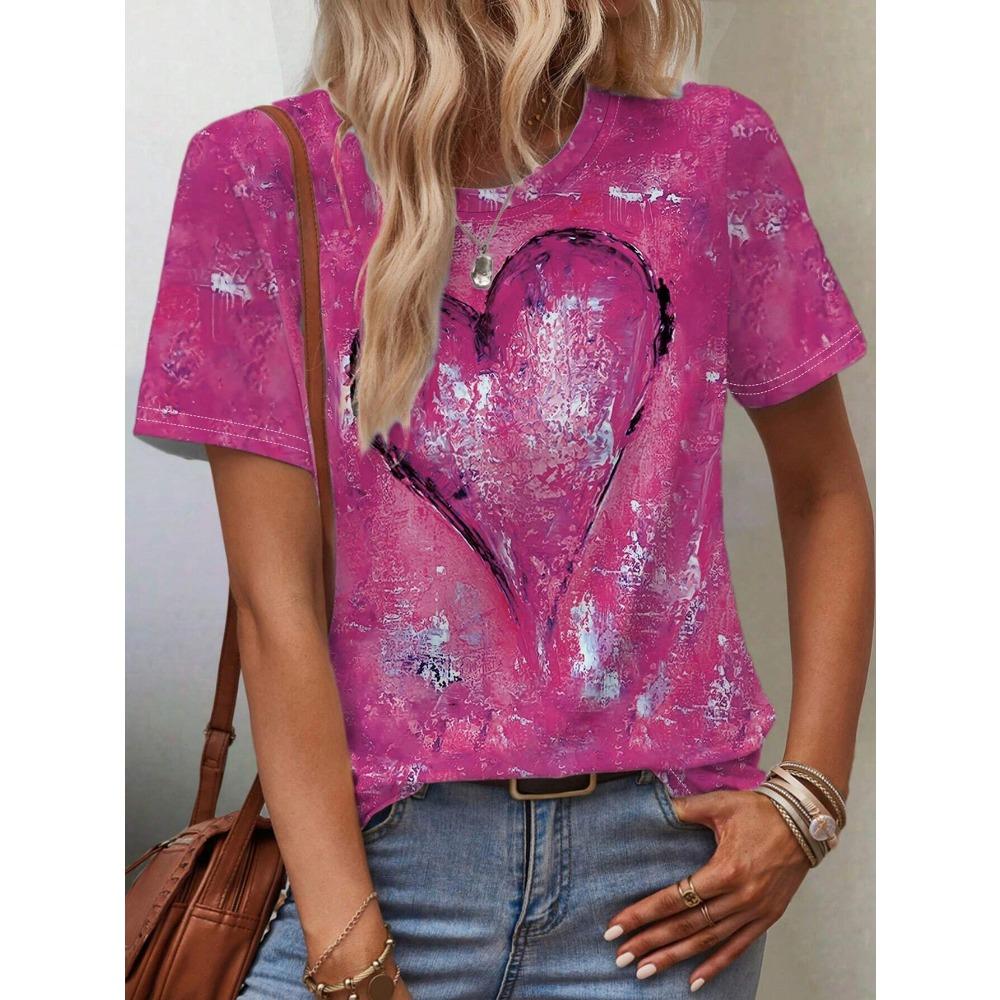 

Модные женские футболки с рисунком в стиле граффити и принтом «Любовь», повседневные футболки с круглым вырезом и коротким рукавом, футболки в стиле Харадзюку для женщин M