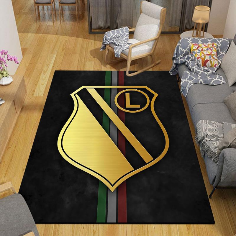 Legia Warsaw FC Home Sofa Decoration for Living Room & Bedroom, Non‑Slip Play Flannel Floor Mat for Game Room