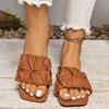 Women's Plus Size 2025 Summer Casual One-Strap Pleated Flat Slippers - Fashionable & Comfortable