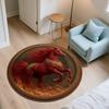Red Horse,Round Area Rug,Carpet Rug for Living Room Bedroom Sofa Playroom Decor,Non-slip Floor Mat
