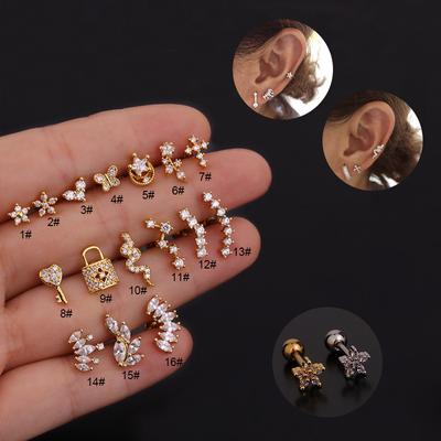 1PC Stainless Steel Tragus Piercing Ear Stud Earring for Women Helix Tragus Studs Earring Trendy Jewelry Boucles