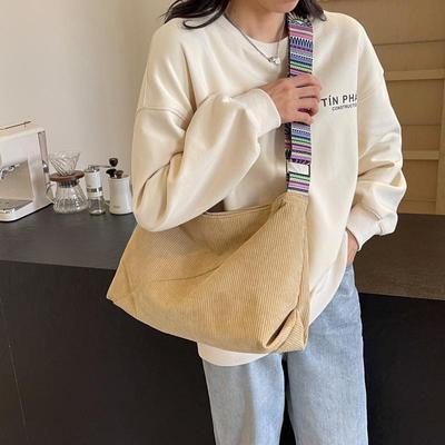 Borse a tracolla in velluto a coste per donna Borsa a tracolla da donna di grande capacità Borsa e borsette alla moda Borsa a tracolla da donna in tinta unita