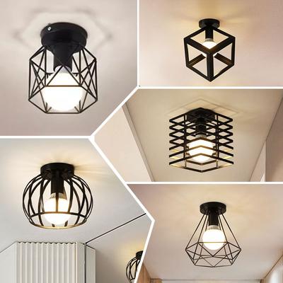 Interior Retro E27 Ceiling Lights for Bedroom Living Room Corridor Indoor Vintage Ceiling Lamps Iorn for Balcony Foyer AC85-265V