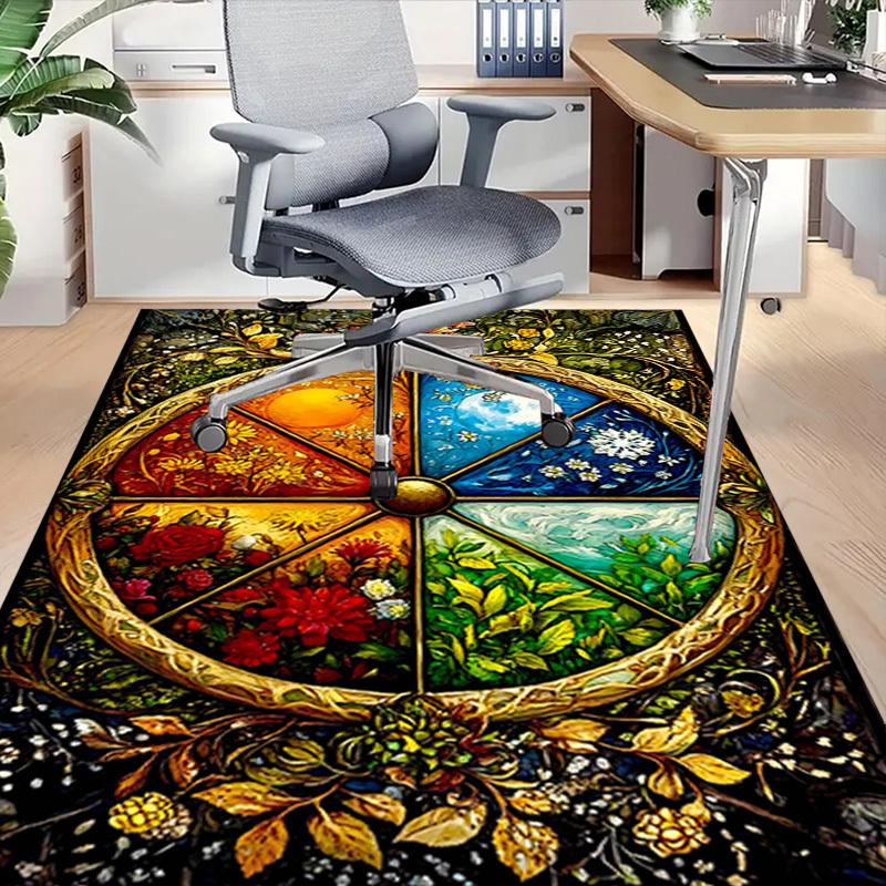 1 Stück Jahresrad Extra Groß Rutschfester Teppich für Boden, Büro, Familie, Schlafzimmer, Studio   Großer Teppich für Innenbereiche, , Lebendige Farben
