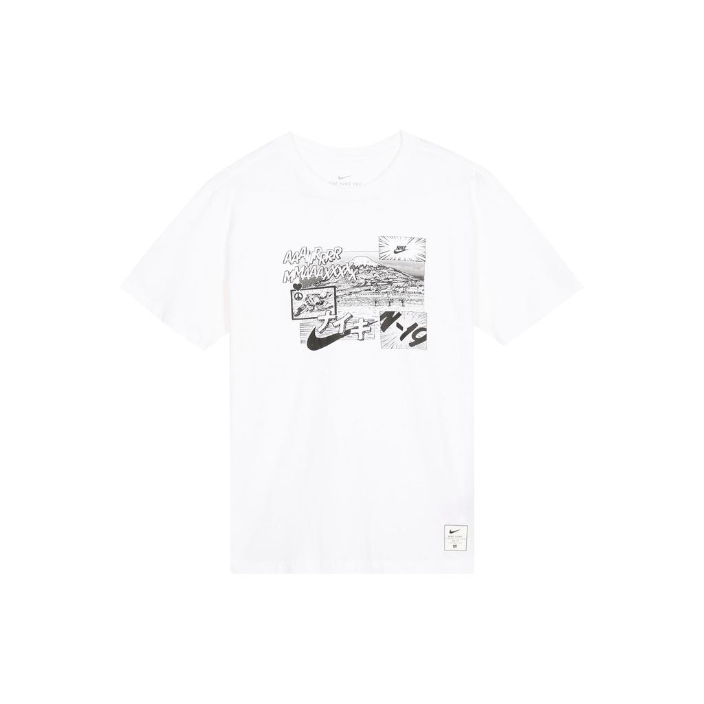 Nike Air Max Comic Fuji Mountain Print Round Neck Short Sleeve T-Shirt Men Tops White BV7584-100