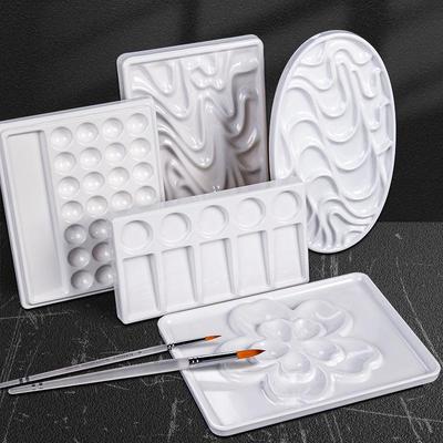 Velká obdélníková akvarelová paleta z imitace porcelánu pro výtvarné studenty