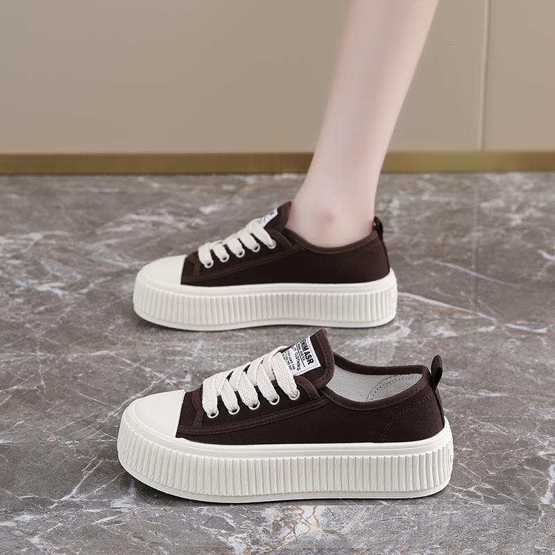 CRLAYDK Fashion Platform Canvas Skate Shoes for Women Lace Up Casual Sneakers Ladies Lace Up Sports Walking Breathable Tennis