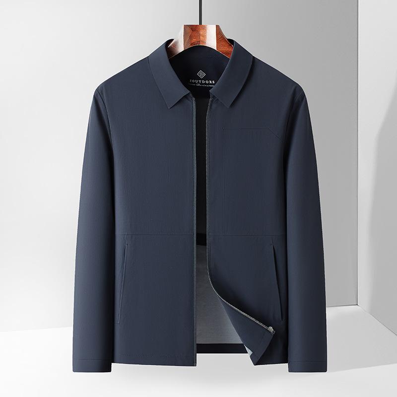 Casual Jacket Thin Men's Jacket Business Daddy Suit Luxury Fashion High-end Light Spring and Autumn Top Lapel Solid Color