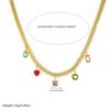 Gold Cuban Link Colorful Gem Charm Necklace – Boho Rainbow Jewelry, Joy Energy Gift for Women