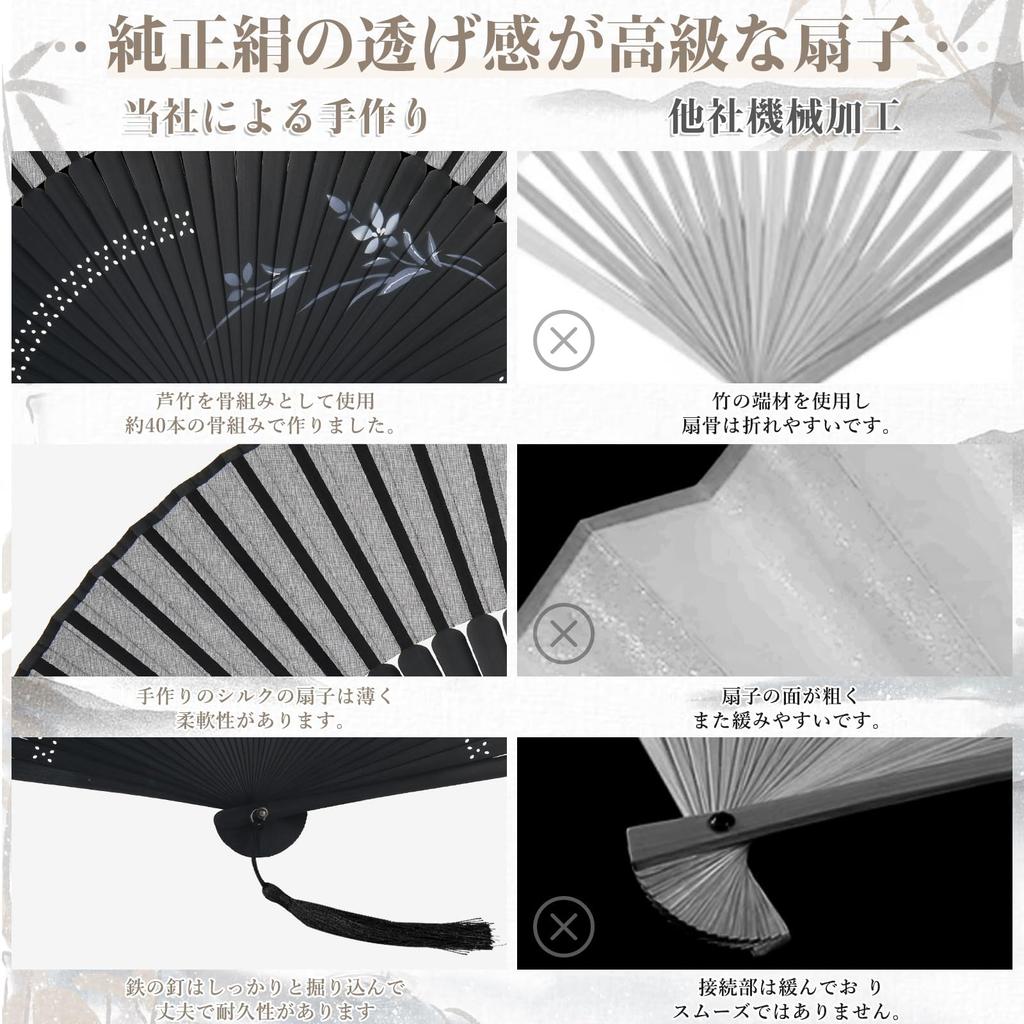Dockii Folding Made in Folding Bamboo and Gift Box and Bag Perfect for Summer Japanese Black Men's Fan, Durable, Japan, Lightweight, Popular, Men's