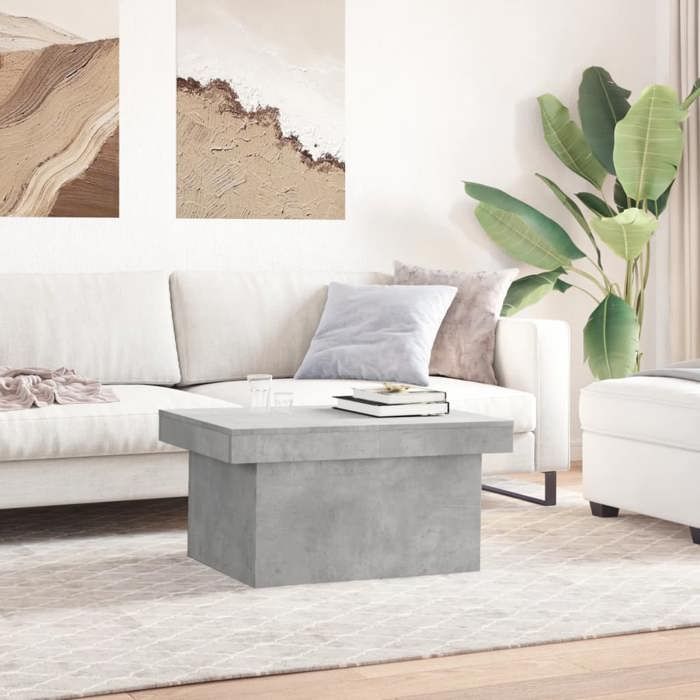 VidaXL Table basse gris béton 80x55x40 cm bois d'ingénierie, table latérale, table de salon, table d'accent, bout de canapé, 840866