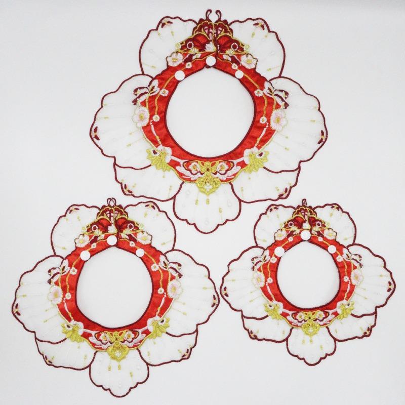 New Chinese-style Pet Cat Cloud-collar Red Embroidery Pet Shawl Hanfu Embroidered Scarf Neck Collar Decoration