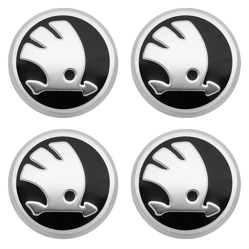 

Car Sticker 2025 Hot 4pcs 56mm+60mm Car Wheel Center Hub Cap Rim Cover Emblem Stickers For Skoda Rapid Octavia A5 RS Kodiaq Fabi