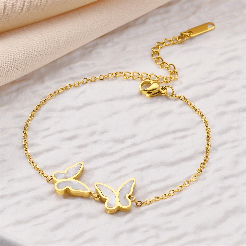 Korean Titanium Steel Four-Leaf Clover Bracelet - Women's Fashion, Versatile & Non-Fading Jewelry