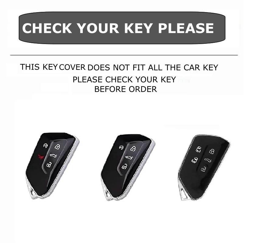 Autoschlüsselanhänger Hülle Leder Schlüsselabdeckung Smart Remote Protector für Volkswagen VW ID.4 ID.3 MK8 Golf GTI Seat Leon MK4