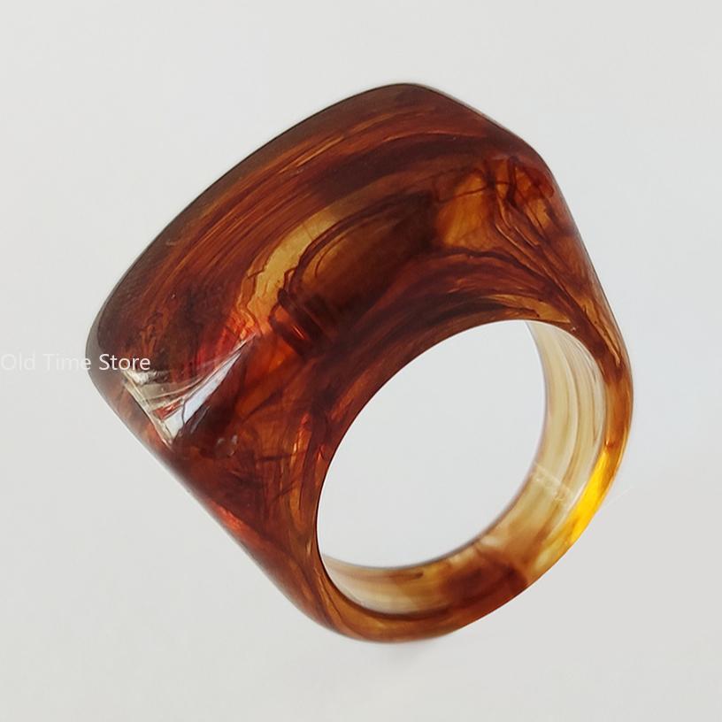 Acrylic Resin Colorful Mixed Block Ring, Unique Unisex Stylish Macrame Band for Men and Women