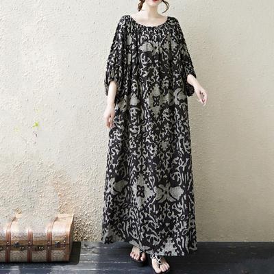 Kurzarm Übergröße Baumwolle Vintage Punktmuster floral neu eingetroffen Kleider für Frauen lässig locker Maxi langes Sommerkleid