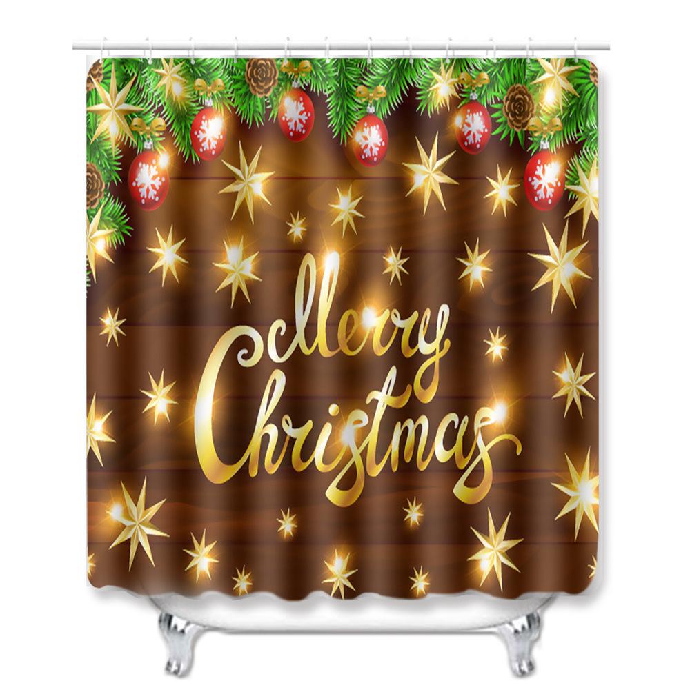 Christmas Household Bathroom Shower Curtain Four-Piece Bathroom Non-Slip Door Mat Bedroom Living Room Floor Mat Carpet