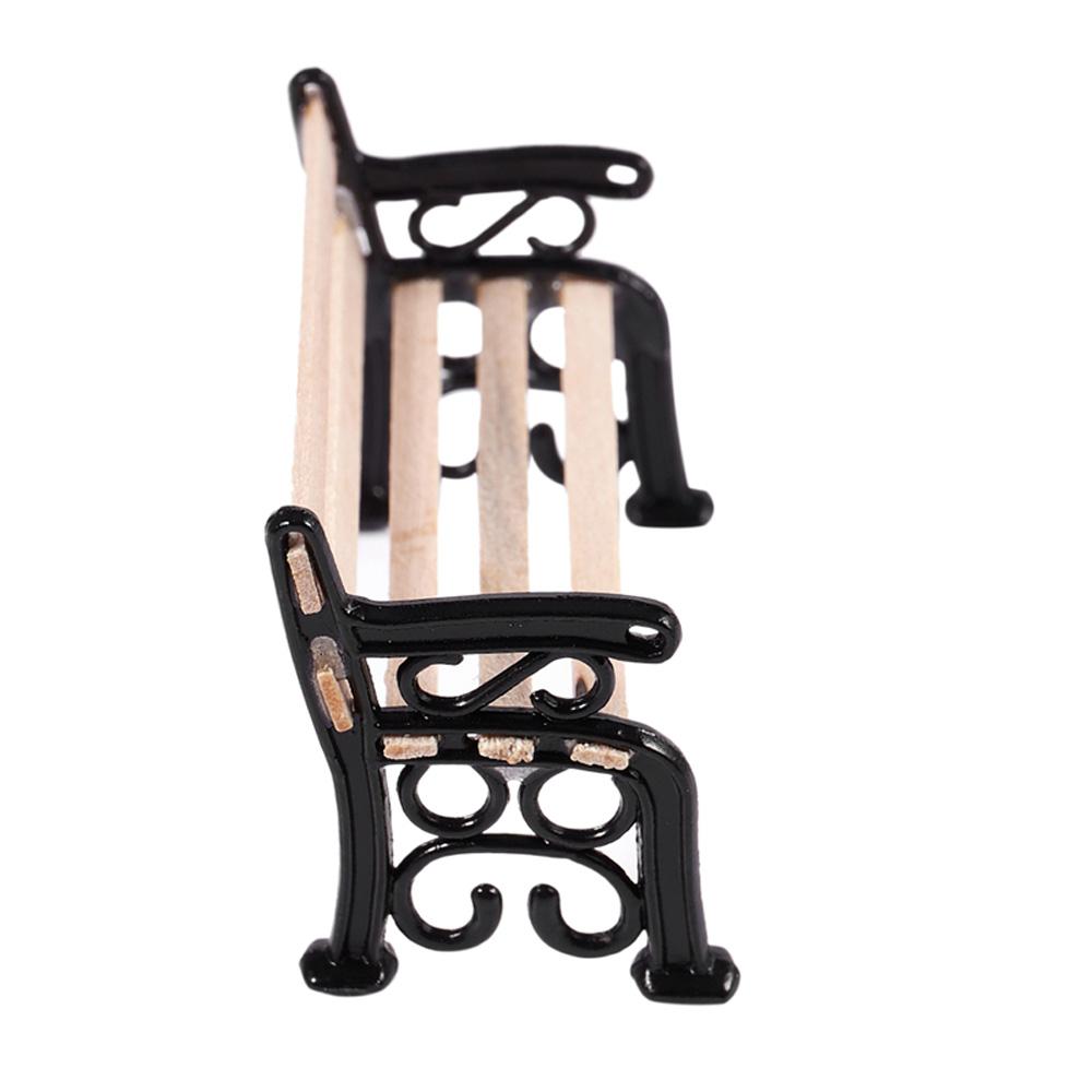 Home Decor Wooden Park Bench Miniature Figurine Dollhouse Ornament Micro Landscape Micro Landscape