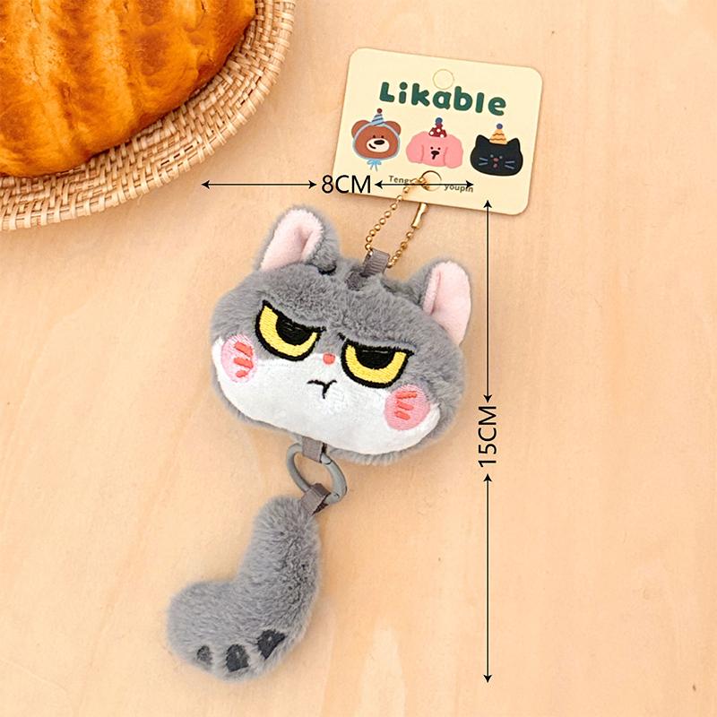 Cute Long-Tailed Kitten Plush Doll Pendant Cartoon Stuffed Doll Keychain Bag Charm Backpack Hanging Decoration Key Holder