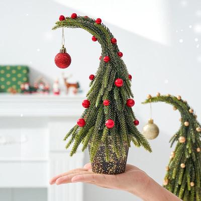 Small Crooked Neck Christmas Tree Ornament for Desktop Decoration