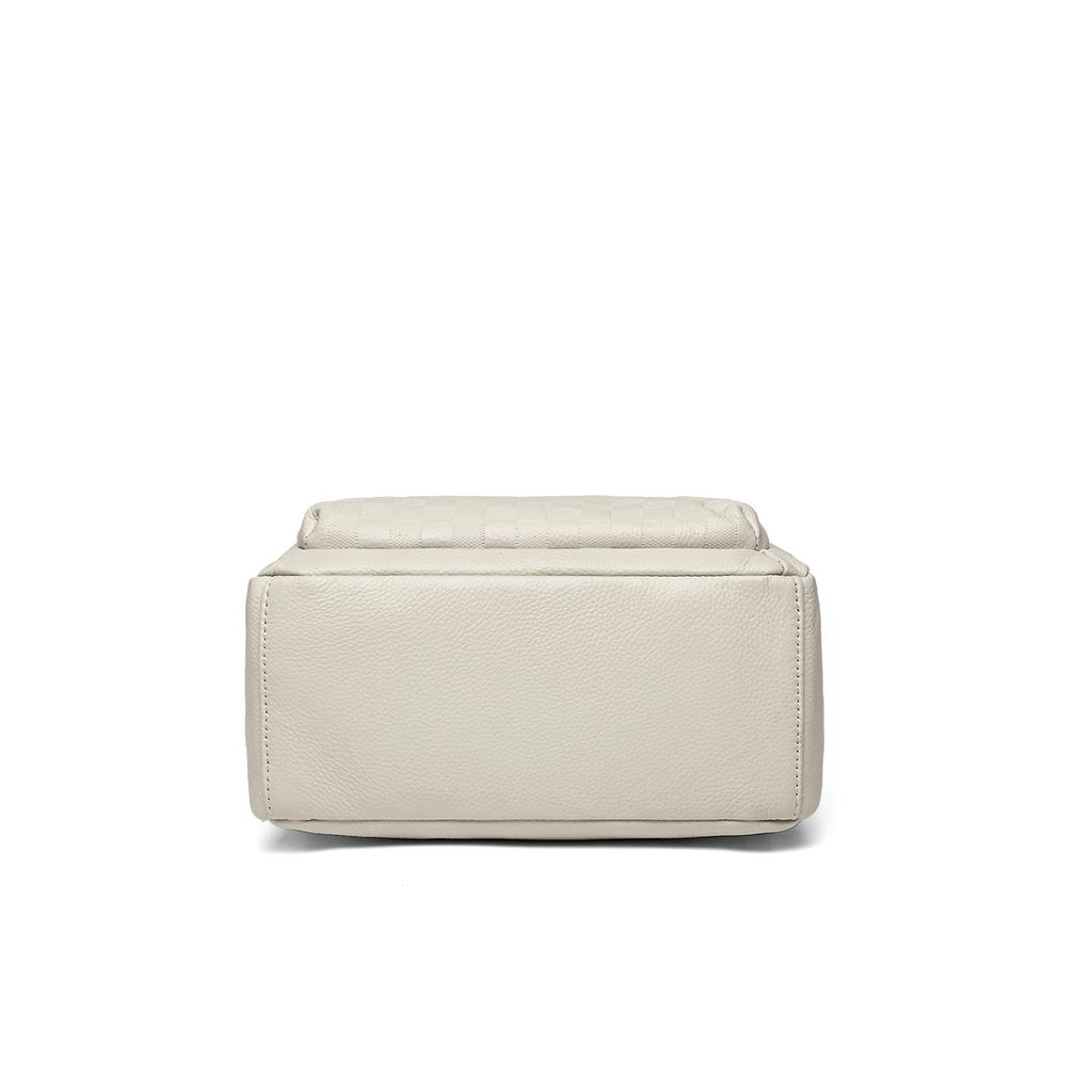 Handmade Full Grain Genuine Leather Backpack Designed Plaid Large Capacity School Bag