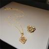 18K Gold-Plated Zircon Flower Necklace - Retro Court Style Clavicle Chain for Women