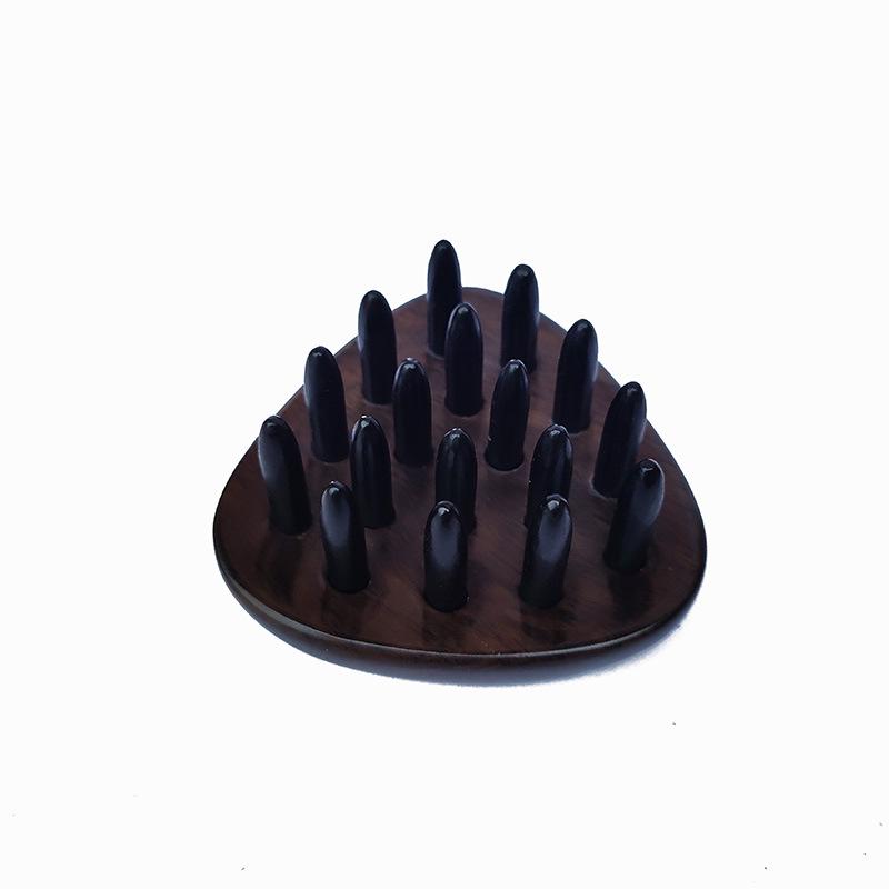 

Ebony Handmade Triangle Comb with Inserted Teeth for Head Massage and Meridian Point Pressing