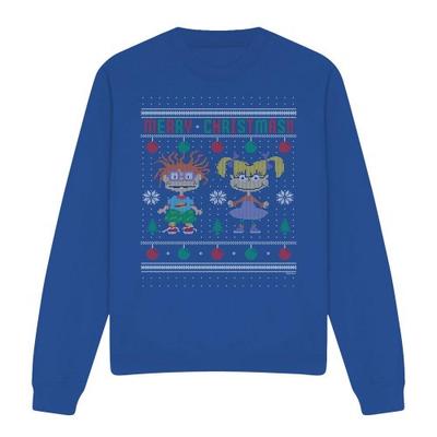 Rugrats Unisex Adulto Feliz Feo Chucky & Angelica Jersey Navideño Sudadera