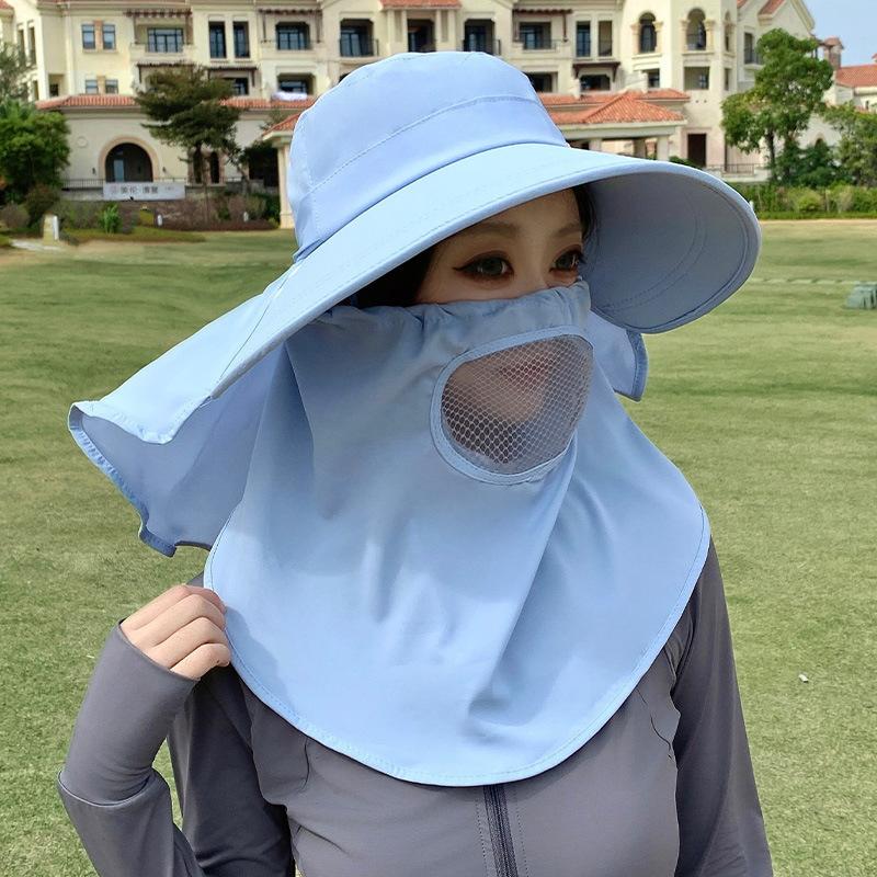 New Summer Outdoor Cycling Tea Picking Breathable Neck Protection Shawl Hat Full Face Sunscreen Hat Big Edge Sun Hat